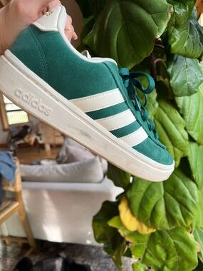 adidas Teal Suede Low-Top Sneakers with White Stripes -